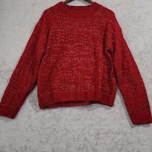 NEW Weatherproof Vintage Womens XL Textured Knit Sweater Crew neck Shimmer